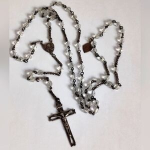Vintage Crystal Sterling Silver Rosary